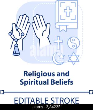 Religious and spiritual beliefs light blue concept icon Stock Vector