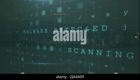 Image of data processing over dark background Stock Photo