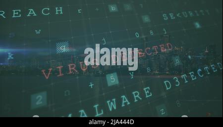 Image of data processing over dark background Stock Photo