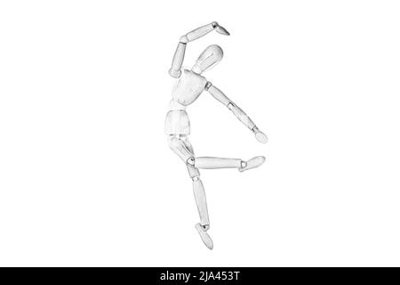 black and white drawing of a wooden puppet on a white background Stock ...