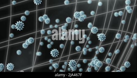 Image of virus cells over medical data processing Stock Photo