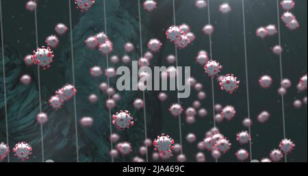 Image of virus cells over dna strand Stock Photo