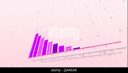Image of financial data processing over pink background Stock Photo