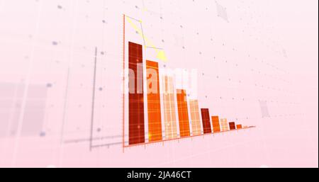 Image of financial data processing over pink background Stock Photo