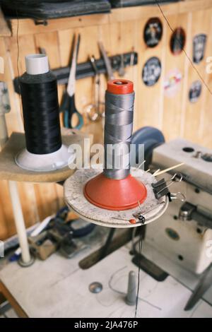 thread and sewing accesories partial focus. Tailoring Stock Photo