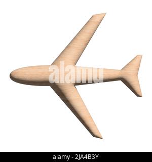 3D wood airplane sign icon illustration on white background Stock Photo