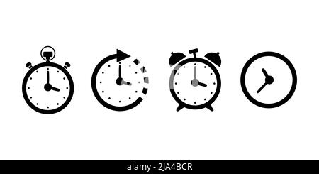 Time and clock vector linear icons set. Time management. Time, clock, hour, timer, management, arrow alarm and more Stock Vector