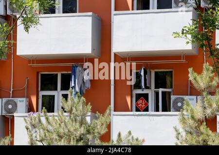 BEIJING, CHINA - MAY 27, 2022 - A student dormitory in Fucheng Road campus of Beijing Technology and Business University is temporarily closed in Haid Stock Photo