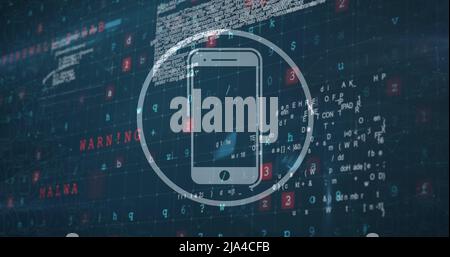 Image of data processing over smartphone Stock Photo