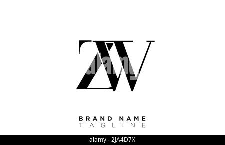 ZW Alphabet letters Initials Monogram logo Stock Vector