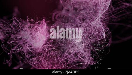 Digital image of dna structure and purple light trails against black background Stock Photo