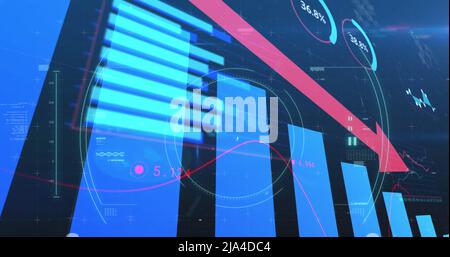 Image of virus cell and scope scanning over data processing Stock Photo
