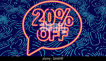 Image of 20 percentage off text over shapes on blue background Stock Photo