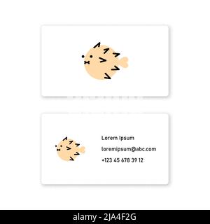 Vector puffer fish in bold line style . Editable illustration Stock Vector