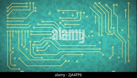 Image of computer circuit board on blue background Stock Photo