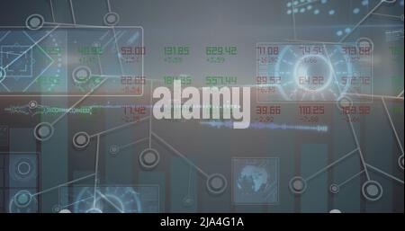 Image of data processing over shapes Stock Photo
