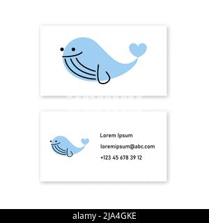 Vector whale in bold line style . Editable illustration Stock Vector