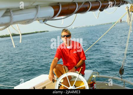 Sunset watching tour from sailboat yacht with captain and champagne flowing Key West 09/04/2021 editorial Stock Photo