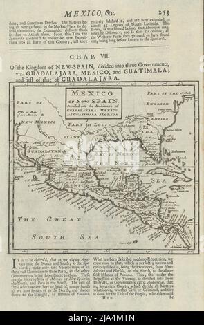 Mexico or New Spain divided… by Herman Moll. Southern United States 1709 map Stock Photo
