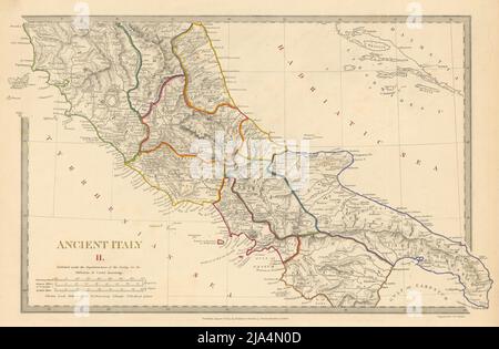 ANCIENT ITALY.South.Apulia Latium Sabini Samnium Picenum Etruria.SDUK 1844 map