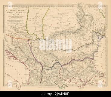 BALKANS ANCIENT. Macedonia, Thracia, Illyria, Moesia and Dacia. SDUK 1844 map Stock Photo