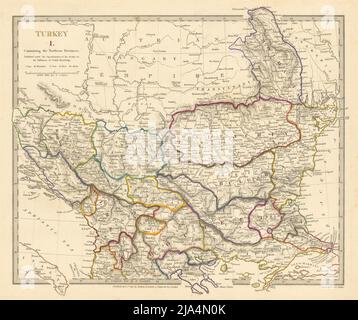 BALKANS. Northern Ottoman provinces. Wallachia Bulgaria Albania. SDUK 1844 map