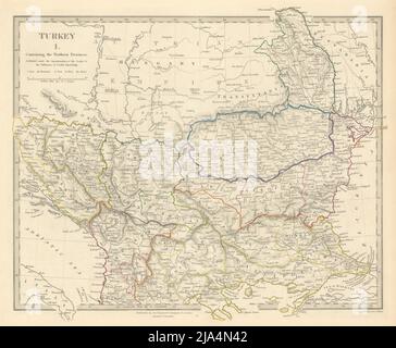BALKANS. Northern Ottoman provinces. Wallachia Bulgaria Albania. SDUK 1845 map