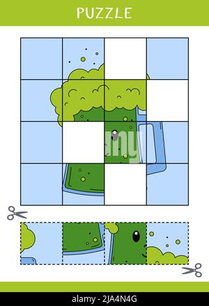 Puzzle for kids. Find the missing parts of the picture Stock Photo