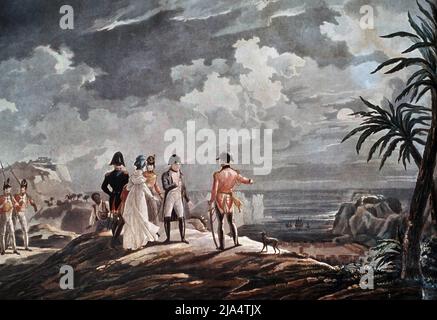 NAPOLEON I BONAPARTE. EMPERADOR FRANCES. 1769-1815. ' NAPOLEON EN LA ISLA DE SANTA ELENA ' , ACUARELA. Stock Photo
