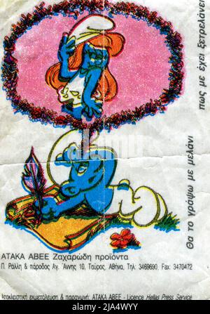 Turkish chewing gum insert. Cartoon. 1980s. Stock Photo