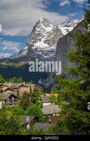 Mount Eiger as seen from Murren, Canton of Bern, Switzerland Stock Photo