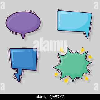 four comic bubbles empty icons Stock Vector