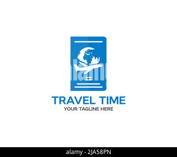 Passports to world travel, Concept of airplane travel logo design. Business travel traveling map world concept vector design and illustration. Stock Vector