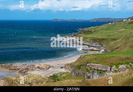 A view of the coastline near Coldbackie, Kyle of Tongue, Sutherland, on the North Coast 500 Scotland. Stock Photo