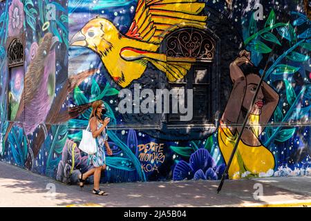Colourful Graffiti/Street Art, Barranco District, Lima, Peru. Stock Photo