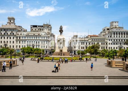 The Plaza San Martin, Central Lima, Lima, Peru. Stock Photo