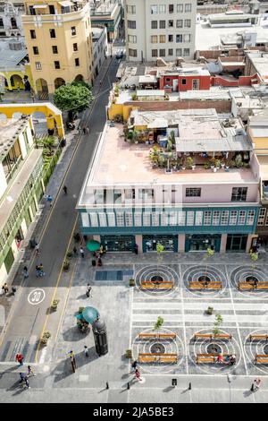 A Small Plaza Near The Plaza De Armas, Lima, Peru. Stock Photo