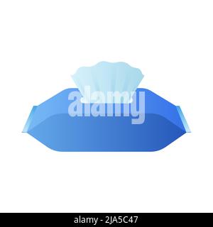 Open blue pack of wet wipes or tissue. Isolated on white background. Vector illustration. Stock Vector