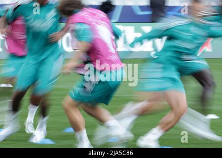 Real Madrid players during the training session ahead of the Champions League 2021/2022 Final football match between Liverpool and Real Madrid at Stade de France in Saint Denis - Paris (France), May 27th, 2022. Photo Cesare Purini/Insidefoto Credit: insidefoto srl/Alamy Live News Stock Photo