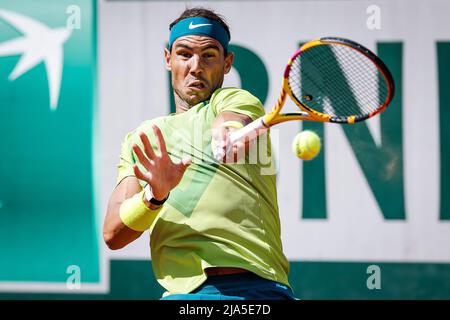 Paris, France. 27th May, 2022. RAFAEL NADAL of Spain during the Day six of Roland-Garros 2022, French Open 2022, Grand Slam tennis tournament at the Roland-Garros stadium. (Credit Image: © Matthieu Mirville/ZUMA Press Wire) Credit: ZUMA Press, Inc./Alamy Live News Credit: ZUMA Press, Inc./Alamy Live News Stock Photo