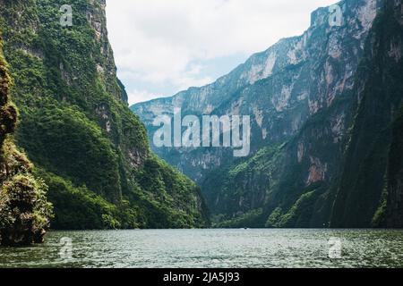 inside the Sumidero Canyon, a deep natural canyon popular with tourists in Chiapas state, Mexico Stock Photo