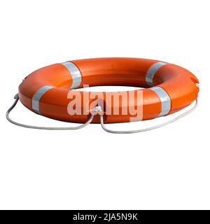 Lifebuoy with ropes to save life. isolated Stock Photo