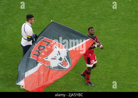 Marseille, France. 27th May 2022; Stade Velodrome, Marseille, France: European Rugby Challenge Cup Final, Lyon versus Toulon: Lyon celebration after their win Credit: Action Plus Sports Images/Alamy Live News Stock Photo