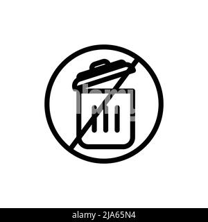 Trash can icon vector with stop symbol. do not litter Healthy living. line icon style. Simple design illustration editable Stock Vector