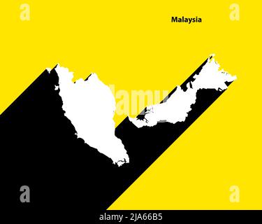Malaysia Map on retro poster with long shadow. Vintage sign easy to edit, manipulate, resize or colorize. Stock Vector