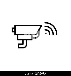 CCTV surveillance camera with wireless connection. Pixel perfect, editable stroke line art icon Stock Vector
