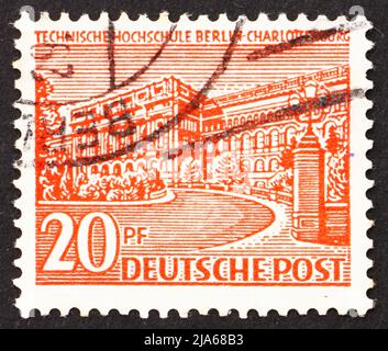 GERMANY - CIRCA 1949: a stamp printed in the Germany, Berlin shows Polytechnic College, Charlottenburg, Berlin, circa 1949 Stock Photo