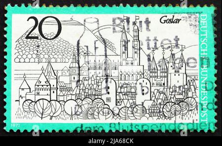 GERMANY - CIRCA 1971: a stamp printed in the Germany shows View of Goslar, Germany, circa 1971 Stock Photo