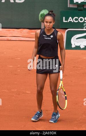 Leylah Fernandez playing during French Open Tennis at Roland Garros arena on May 27, 2022 in Paris, France. Photo by Nasser Berzane/ABACAPRESS.COM Stock Photo