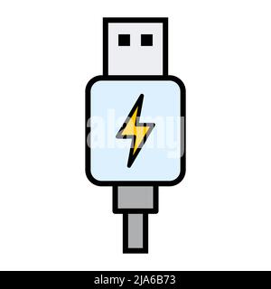 USB plug cable icon technology, connect device sign, electronic portable symbol ,vector illustration media . Stock Vector